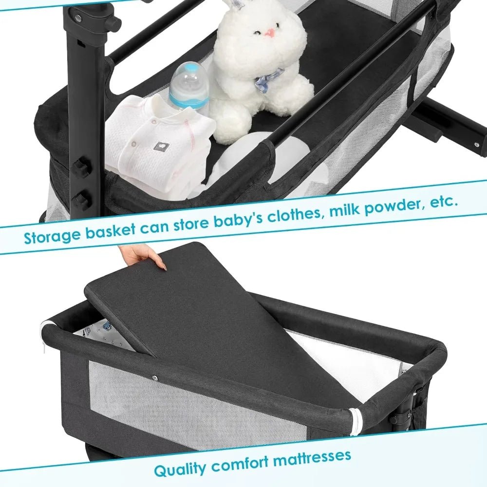 MildlyMama - Portable Baby Bassinet with Multi - Functional Design – Bedside Co - Sleeper with Large Storage and Breathable Mesh Sides Baby Bassinets