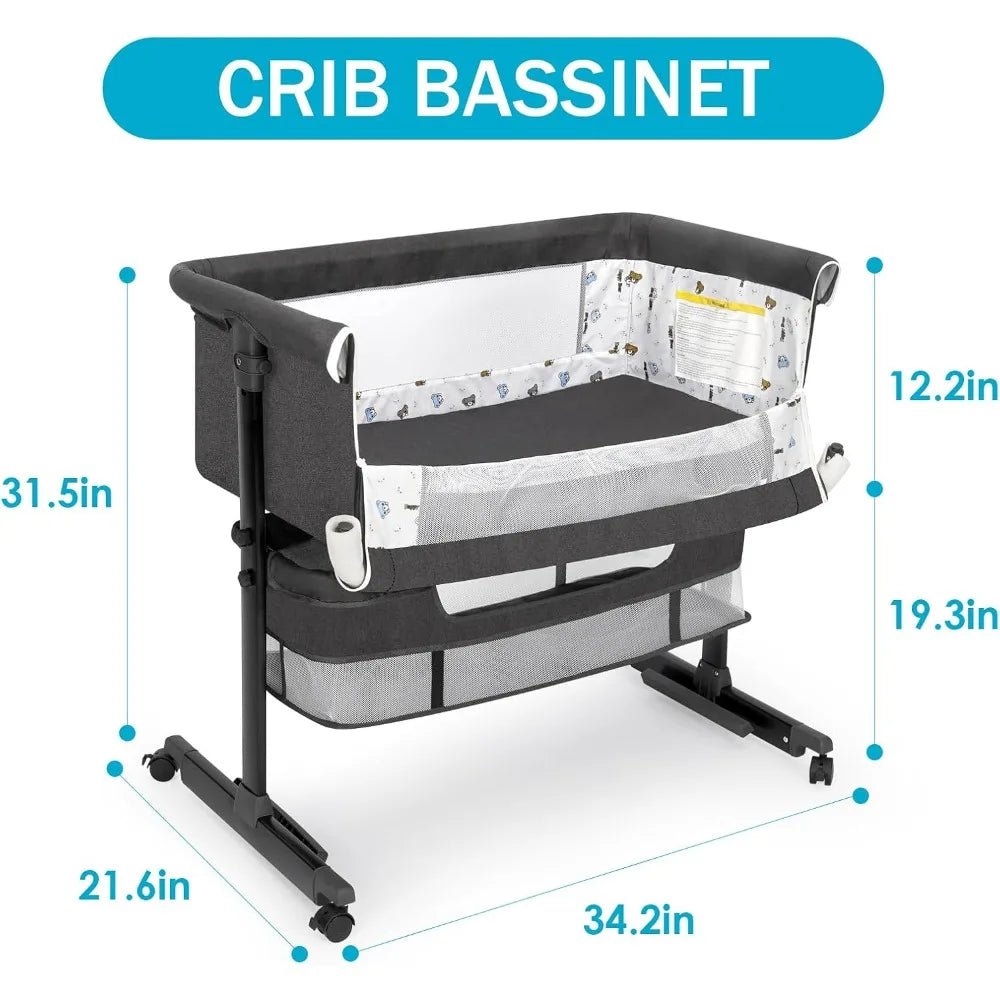 MildlyMama - Portable Baby Bassinet with Multi - Functional Design – Bedside Co - Sleeper with Large Storage and Breathable Mesh Sides Baby Bassinets