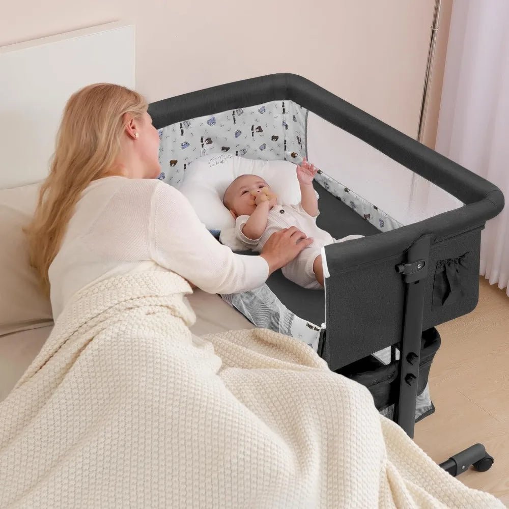 MildlyMama - Portable Baby Bassinet with Multi - Functional Design – Bedside Co - Sleeper with Large Storage and Breathable Mesh Sides Baby Bassinets