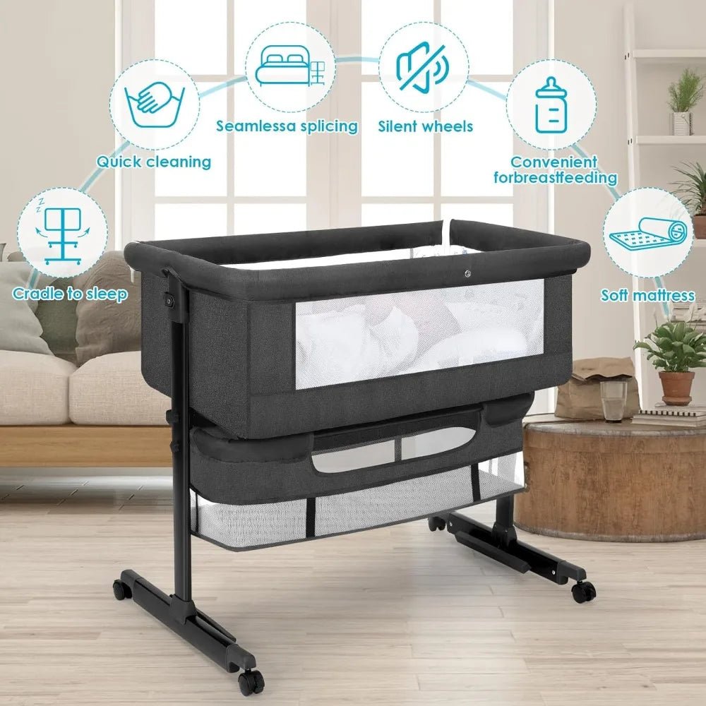 MildlyMama - Portable Baby Bassinet with Multi - Functional Design – Bedside Co - Sleeper with Large Storage and Breathable Mesh Sides Baby Bassinets