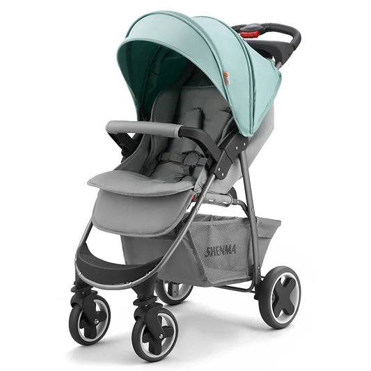 MildlyMama - Portable Folding Baby Stroller with Shock Absorption – High View Four - Wheel Design for Sit or Lie Comfort Baby Strollers