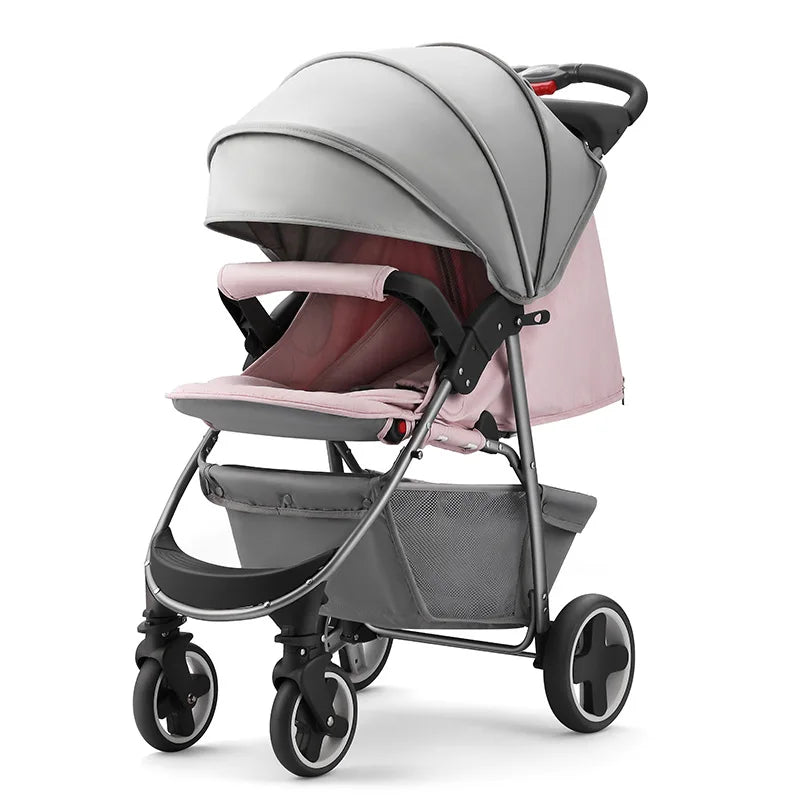 MildlyMama - Portable Folding Baby Stroller with Shock Absorption – High View Four - Wheel Design for Sit or Lie Comfort Baby Strollers
