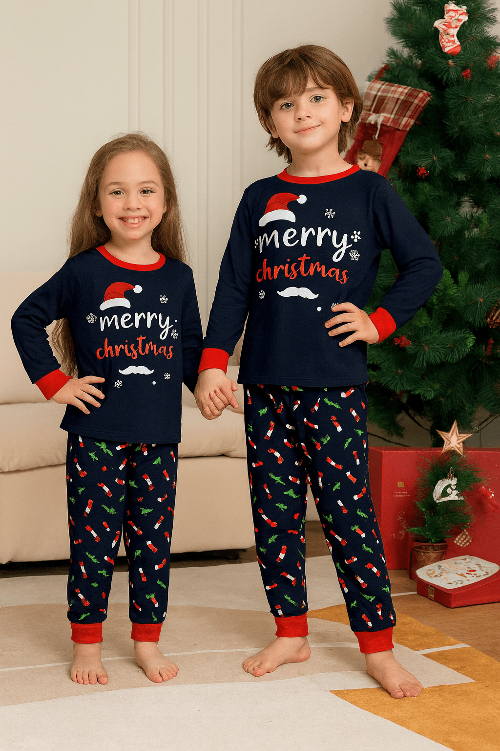 MildlyMama - SantaSnug Family Matching Christmas Pajama Set – Cute Santa Print Holiday Sleepwear for Kids, Couples & Adults pajamas