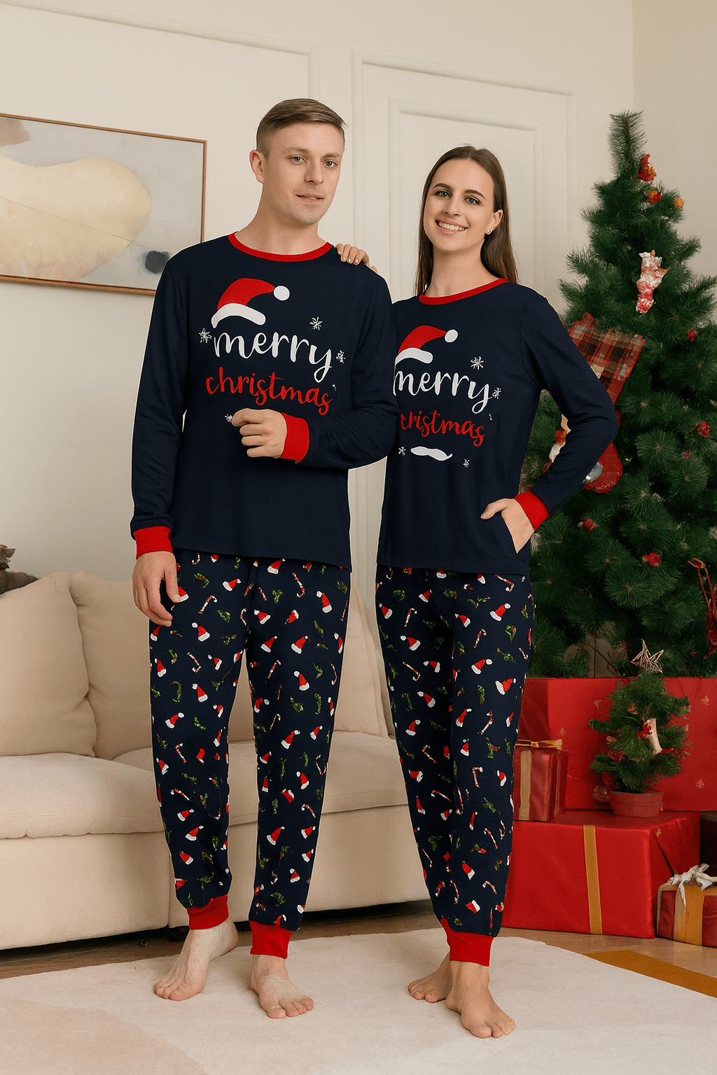 MildlyMama - SantaSnug Family Matching Christmas Pajama Set – Cute Santa Print Holiday Sleepwear for Kids, Couples & Adults pajamas