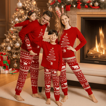 MildlyMama - SparkTree Family Matching Christmas Pajama Set – Festive Tree Print Holiday Sleepwear for Kids, Adults & Couples pajamas