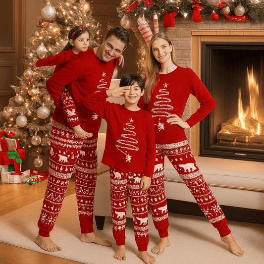 MildlyMama - SparkTree Family Matching Christmas Pajama Set – Festive Tree Print Holiday Sleepwear for Kids, Adults & Couples pajamas