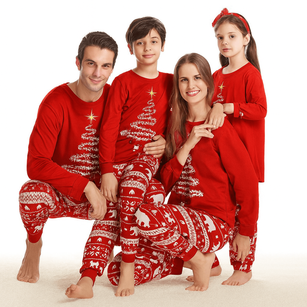 MildlyMama - SparkTree Family Matching Christmas Pajama Set – Festive Tree Print Holiday Sleepwear for Kids, Adults & Couples pajamas