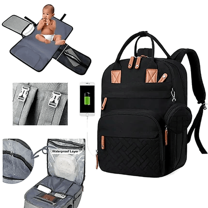 MildlyMama - Stylish Diaper Bag Backpack with Changing Mat, 25L Capacity, Water - Resistant, 14 Compartments, Stroller Hooks, Hands - Free Design Diaper Bags