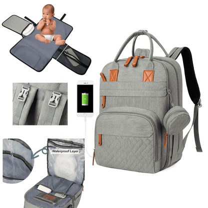 MildlyMama - Stylish Diaper Bag Backpack with Changing Mat, 25L Capacity, Water - Resistant, 14 Compartments, Stroller Hooks, Hands - Free Design Diaper Bags