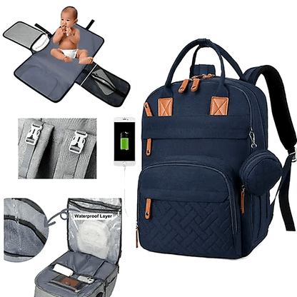 MildlyMama - Stylish Diaper Bag Backpack with Changing Mat, 25L Capacity, Water - Resistant, 14 Compartments, Stroller Hooks, Hands - Free Design Diaper Bags
