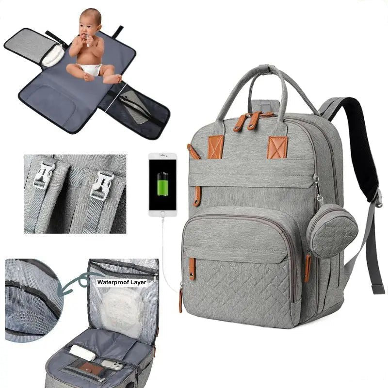 MildlyMama - Stylish Diaper Bag Backpack with Changing Mat, 25L Capacity, Water - Resistant, 14 Compartments, Stroller Hooks, Hands - Free Design Diaper Bags