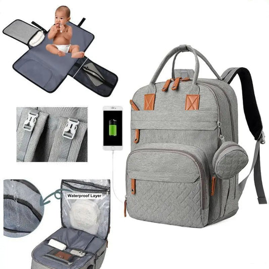 MildlyMama - Stylish Diaper Bag Backpack with Changing Mat, 25L Capacity, Water - Resistant, 14 Compartments, Stroller Hooks, Hands - Free Design Diaper Bags