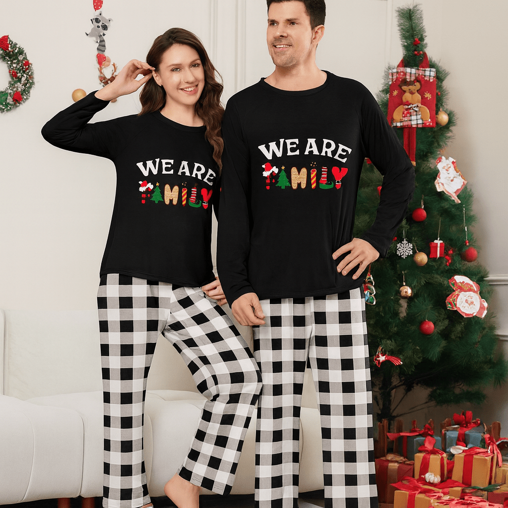 MildlyMama - TreeGlow Family Matching Christmas Pajama Set – Black & Red Plaid Holiday Sleepwear for Kids, Couples & Adults pajamas