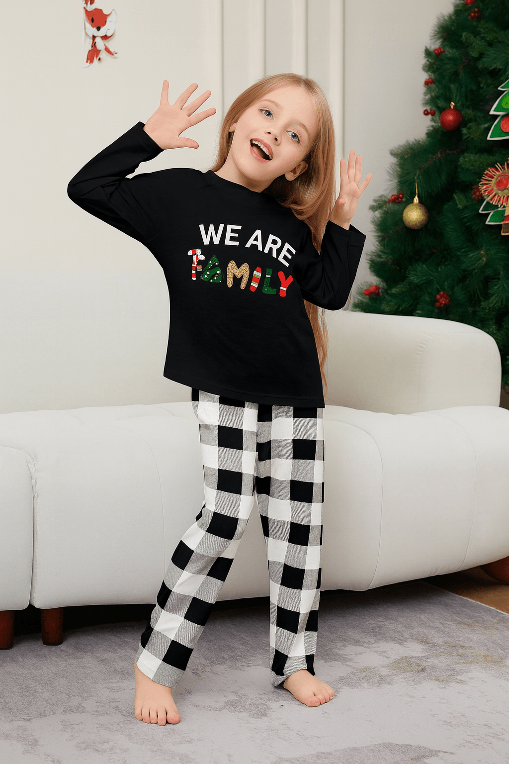 MildlyMama - TreeGlow Family Matching Christmas Pajama Set – Black & Red Plaid Holiday Sleepwear for Kids, Couples & Adults pajamas