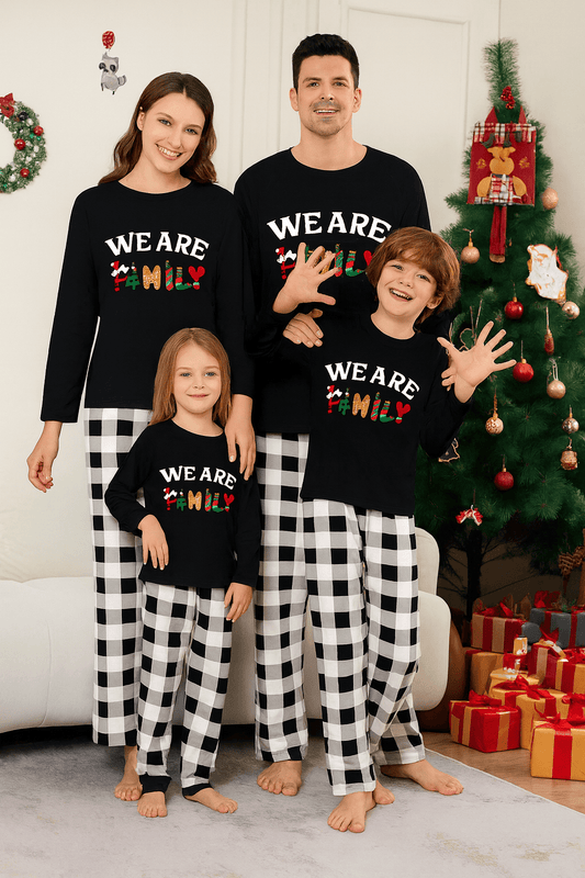MildlyMama - TreeGlow Family Matching Christmas Pajama Set – Black & Red Plaid Holiday Sleepwear for Kids, Couples & Adults pajamas