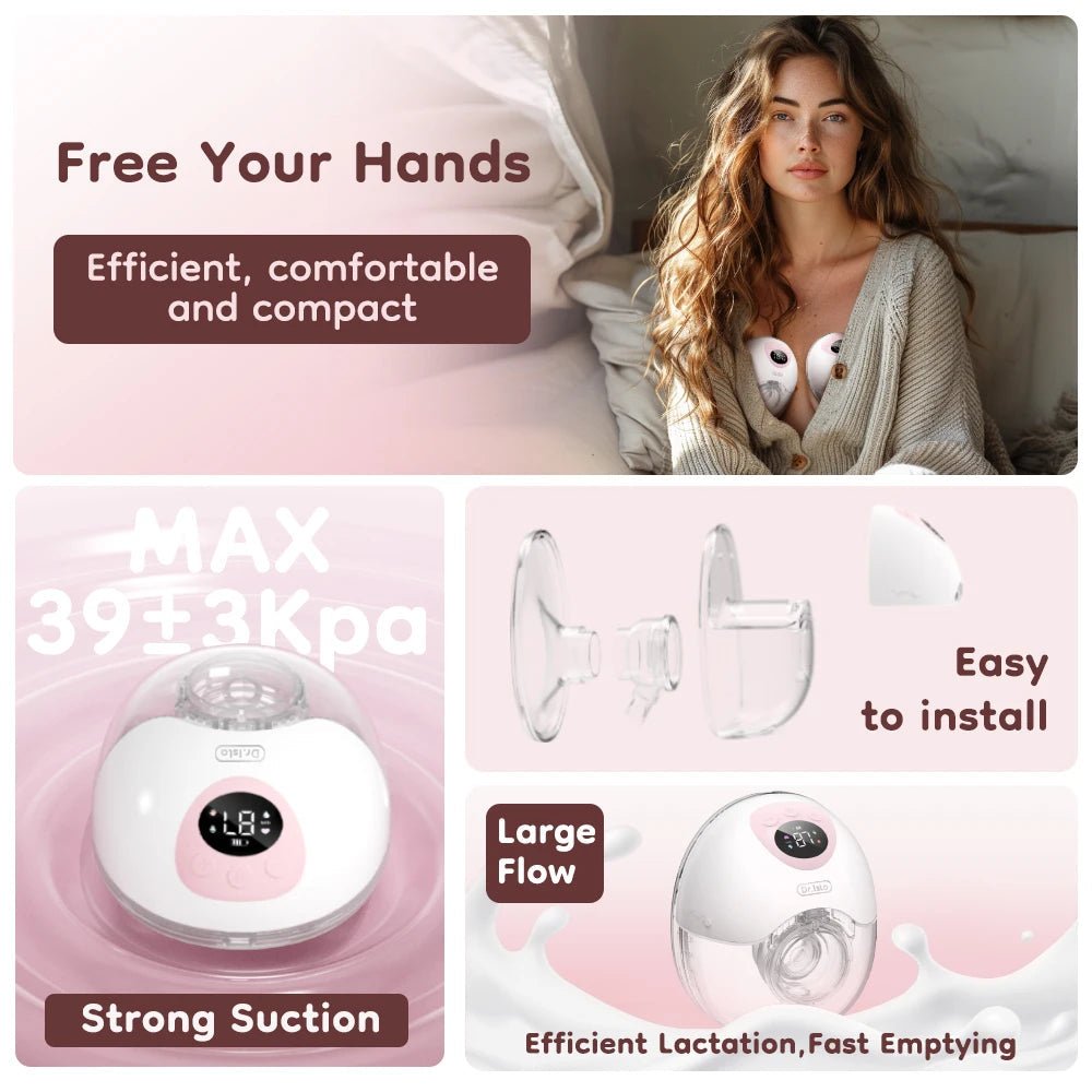 MildlyMama - Wearable Hands - Free Breast Pump – Silent, Cordless, Comfortable with 3 Modes and 9 Intensity Levels, BPA - Free Silicone Breast Pumps