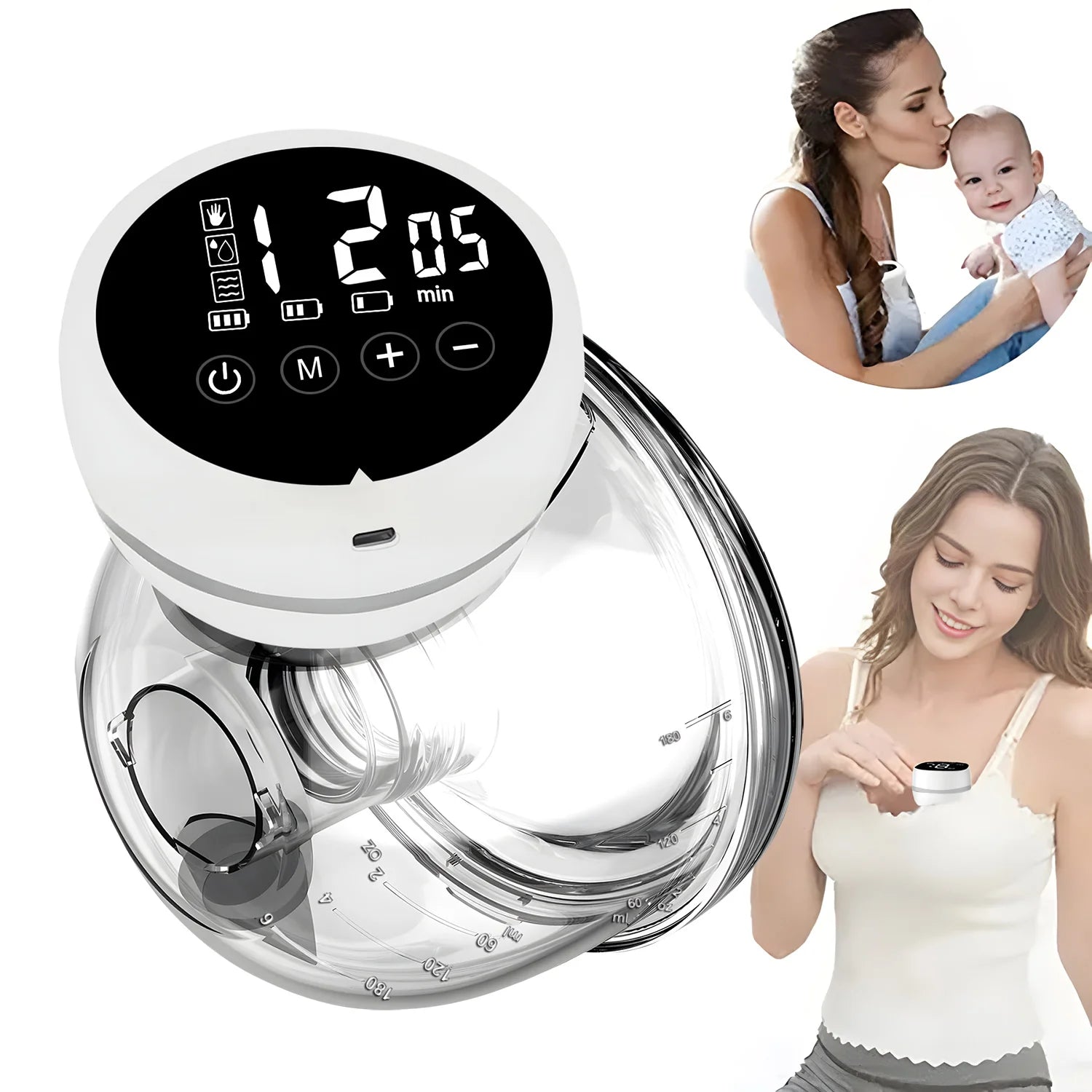 MildlyMama - Wearable Hands - Free Breast Pump with Adjustable Suction, Quiet Operation, and BPA - Free Silicone – Portable Milk Expressing Solution Breast Pumps
